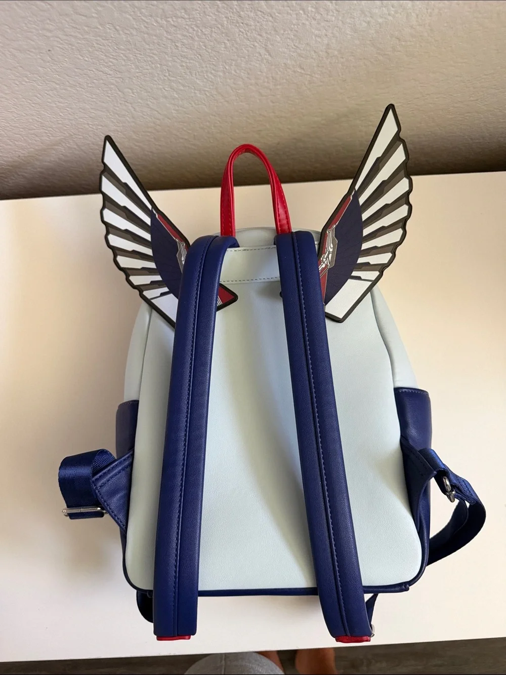 Loungefly Kids Red, White & Blue Falcon and Winter Soldier Shield Mini Backpack